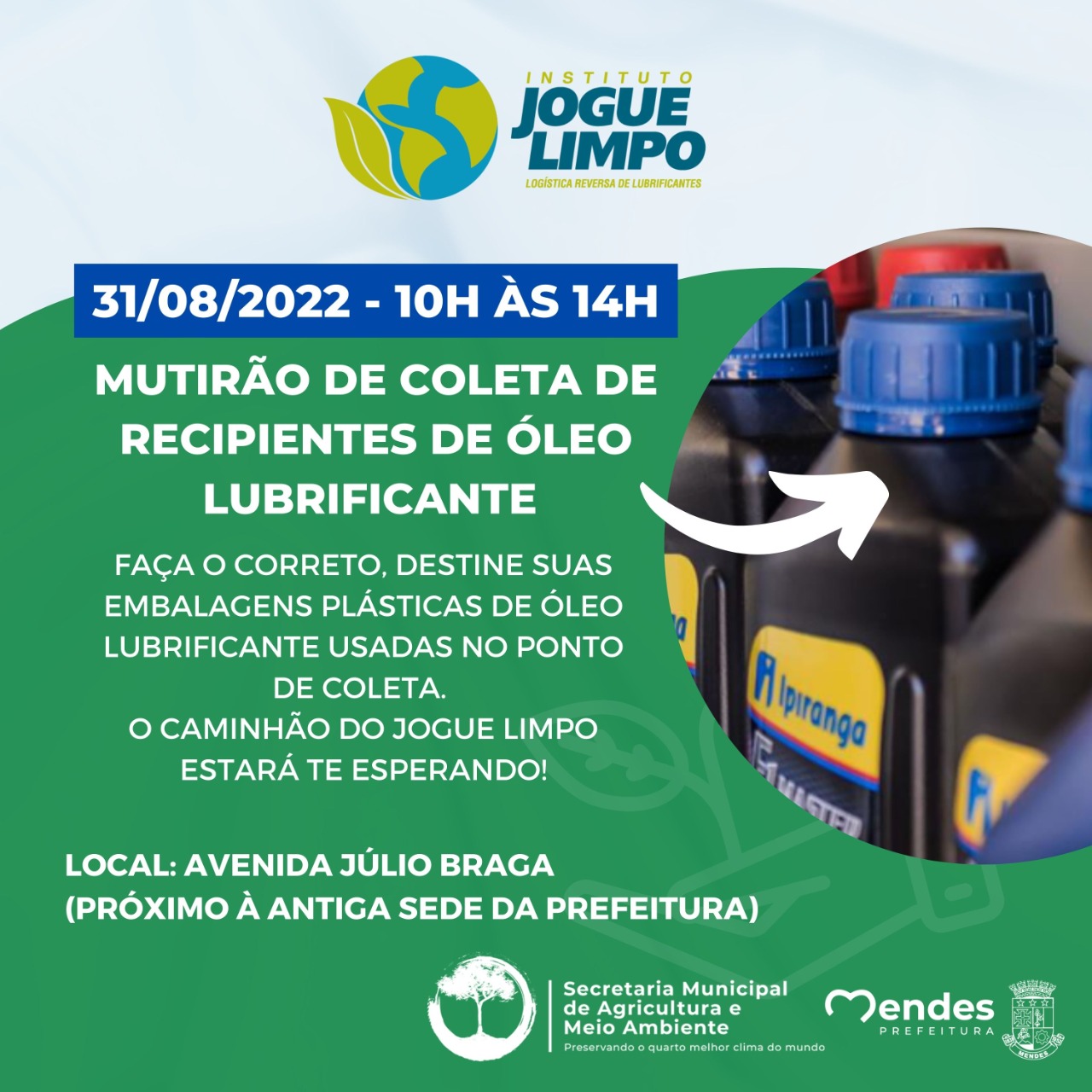 Embalagens Plásticas de Óleo Lubrificante - Instituto Jogue Limpo